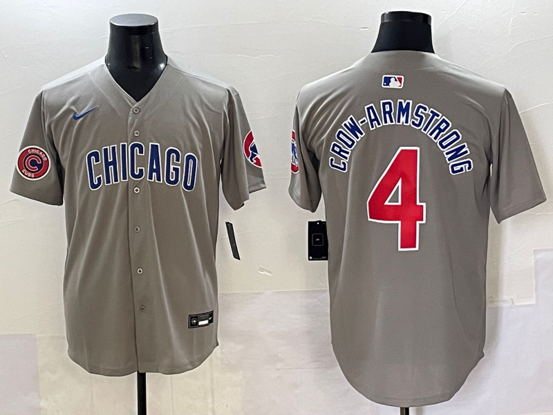 Men 2025 Chicago Cubs 4 Crow Armstrong greu Nike MLB Jersey style 65